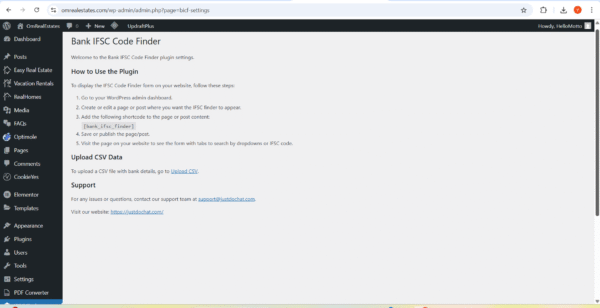 Bank IFSC Code Finder WordPress Plugin